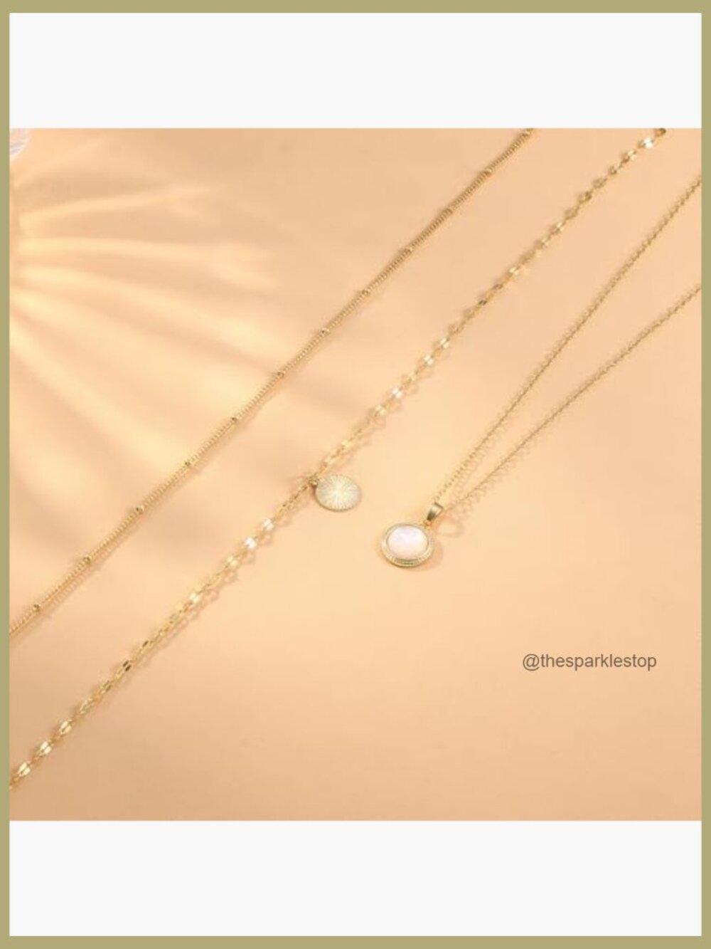 14K Gold Plated Layered Necklace Set Dainty Stacking Chains Trendy Pendant - Picture 4 of 7